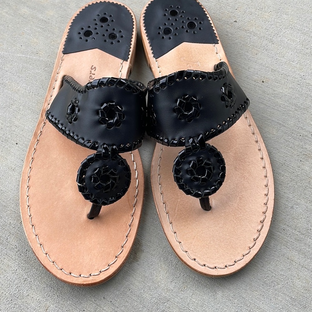 Women’s Jack Rodgers Jacks II Black Flat sandal size:9